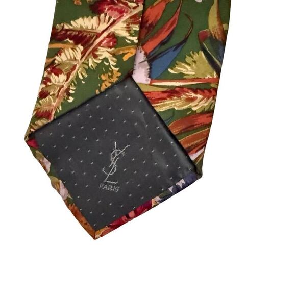 YSL 100% Silk Floral Print Tie - Picture 8 of 8